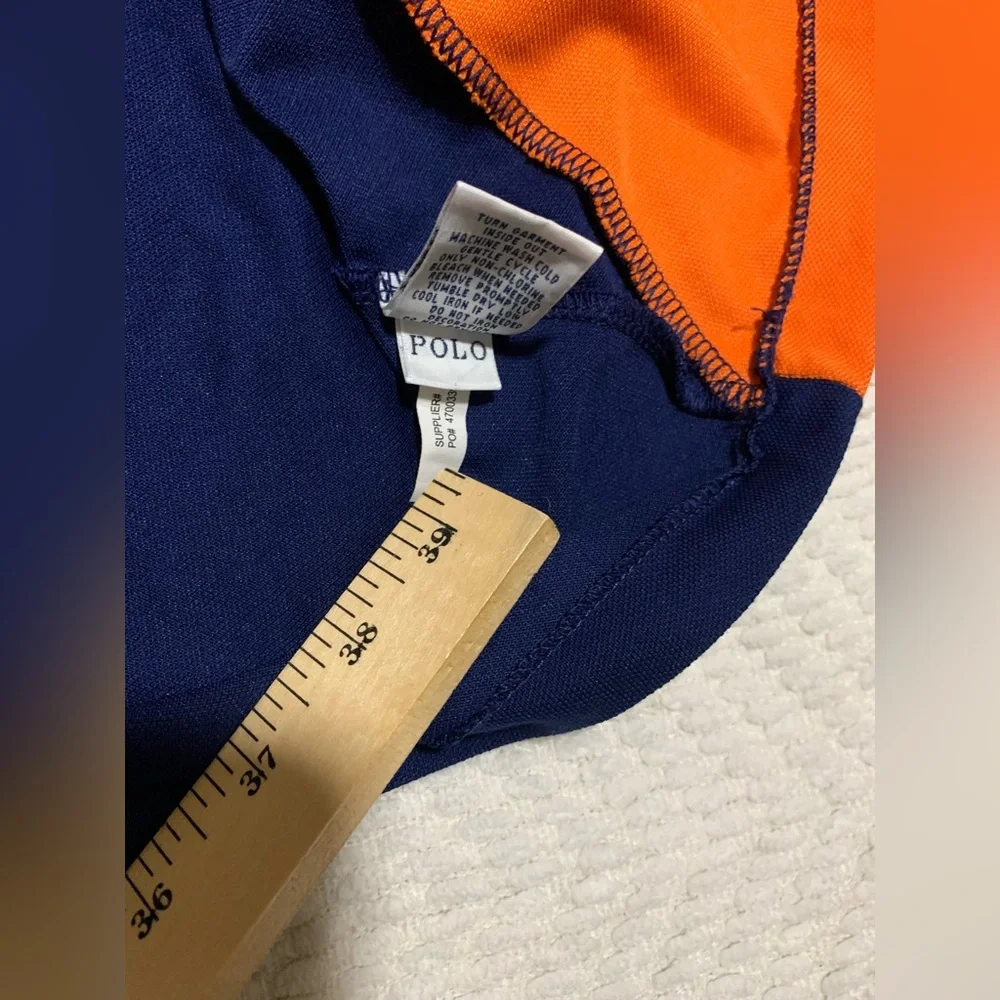 Rugby-Striped Polo Shirt - Navy & Orange